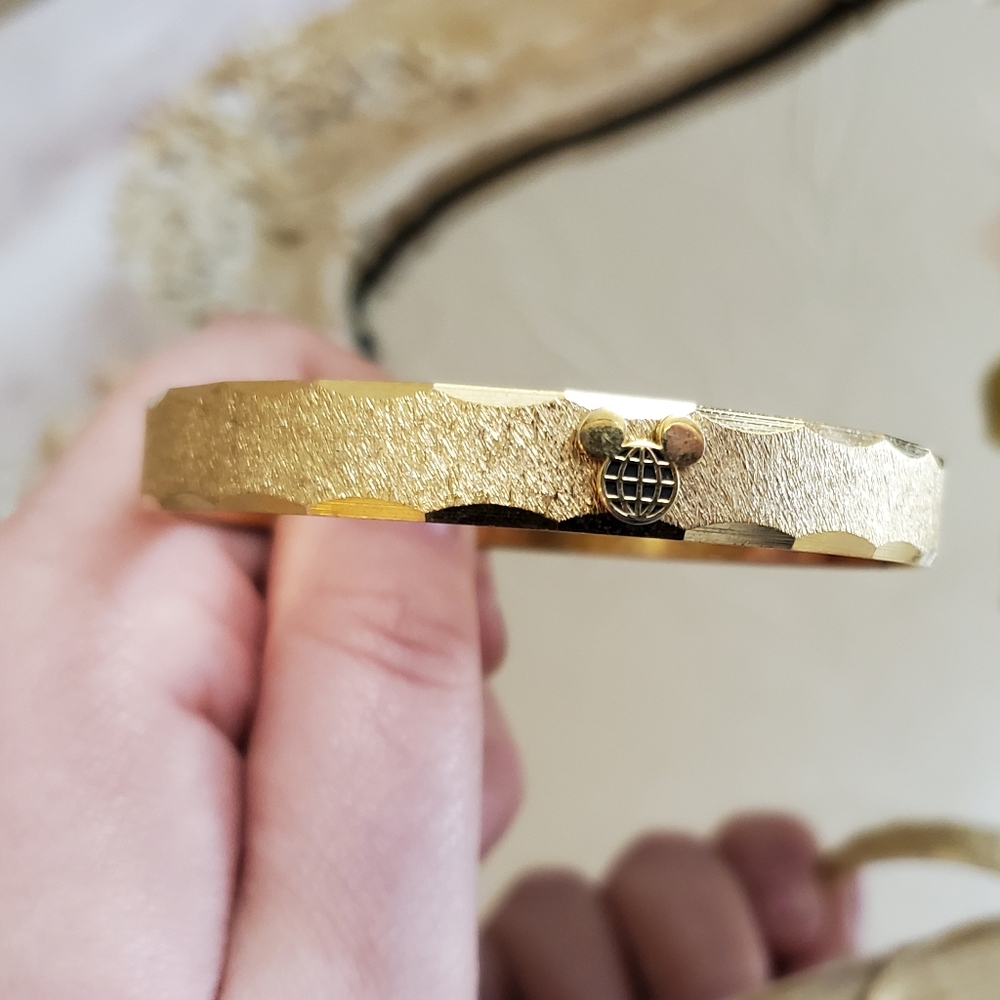 Gold Mickey Mouse Globe Bangle Bracelet